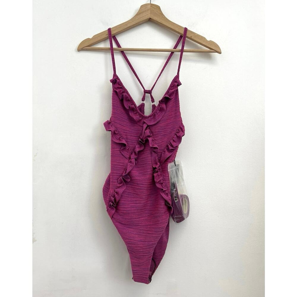 NWT Nicholas Ruffle One Piece Belted Low Back Designer Swimsuit Resort - Small